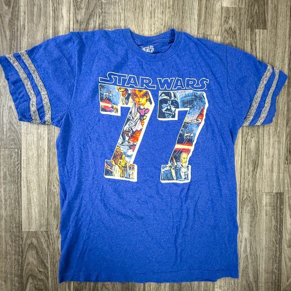 Star Wars “77” Blue Graphic Tee Fifth Sun Retro Crewneck Vintage Fan Shirt - Picture 1 of 5